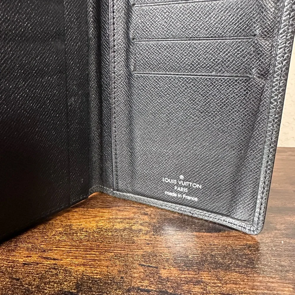 Louis Vuitton Black Brazza Taiga Long Wallet